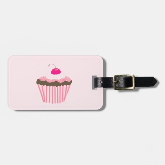Cupcake mit Kirsche Gepäckanhänger (Vorderseite horizontal)
