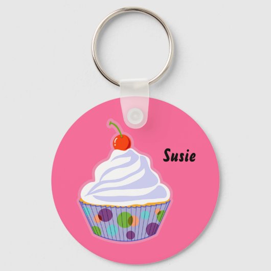 Cupcake mit Kirsche Schlüsselanhänger (Vorderseite)