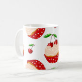 Cupcake mit Kirschen Muster Kaffeetasse (Vorderseite Links)