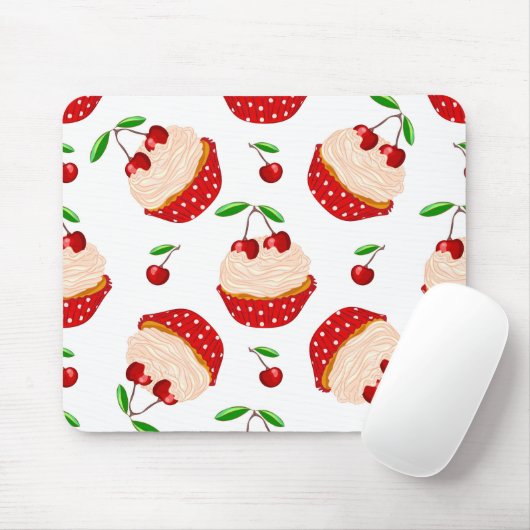 Cupcake mit Kirschmuster Mousepad (Mit Mouse)