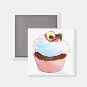 Cupcake mit Pansy Art Design Magnet (Vorderseite/Rückseite)
