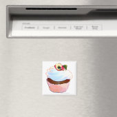 Cupcake mit Pansy Art Design Magnet (In Situ (Geschirrspüler))