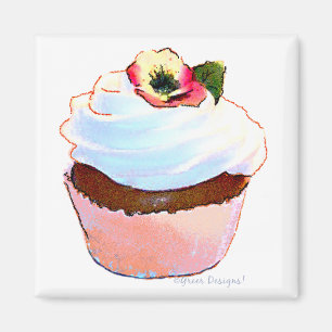 Cupcake mit Pansy Art Design Magnet