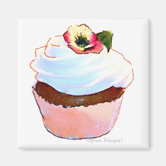 Cupcake mit Pansy Art Design Magnet (Vorne)