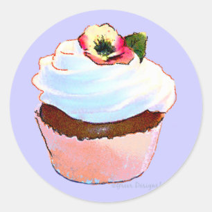 Cupcake mit Pansy Art Design Sticker