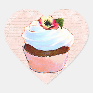 Cupcake mit Pansy Art Design Sticker