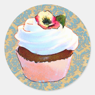 Cupcake mit Pansy Art Design Sticker