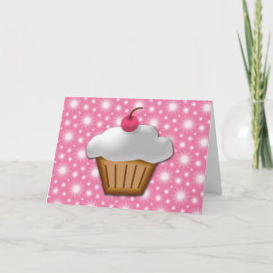Cupcake mit rosa Kirsche oben drauf Karte
