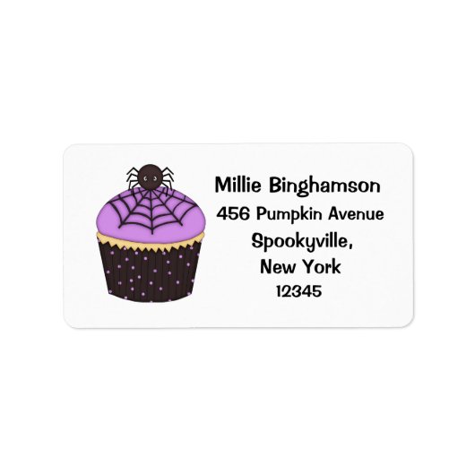 Cupcake mit Spider/WebHalloween Adressaufkleber (Vorne)