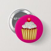 Cupcake mit Sprinklen und Cherry oben Button (Vorne & Hinten)