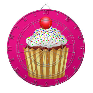 Cupcake mit Sprinklen und Cherry oben Dartscheibe