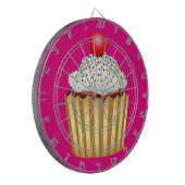 Cupcake mit Sprinklen und Cherry oben Dartscheibe (Vorderseite Links)
