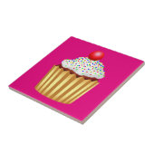 Cupcake mit Sprinklen und Cherry oben Fliese (Seite)