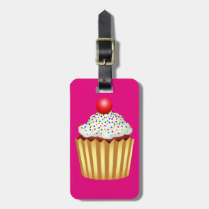 Cupcake mit Sprinklen und Cherry oben Gepäckanhänger