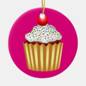 Cupcake mit Sprinklen und Cherry oben Keramikornament (Vorne)