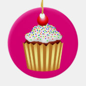 Cupcake mit Sprinklen und Cherry oben Keramikornament (Hinten)