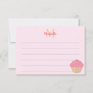 Cupcake mit Streuseln Zeichnung liniertes Monogram Mitteilungskarte