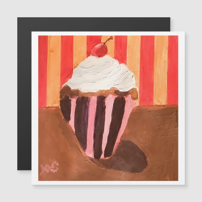 Cupcake mit Vanille-Frosting Magnetkarte (Vorne/Hinten)
