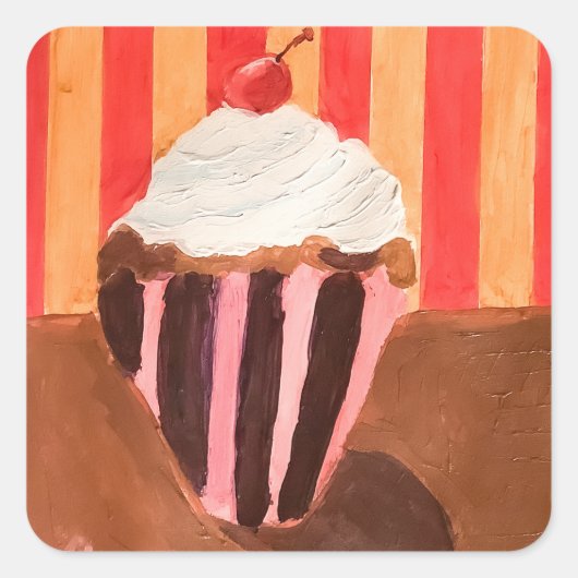 Cupcake mit Vanille-Frosting Quadratischer Aufkleber (Vorderseite)