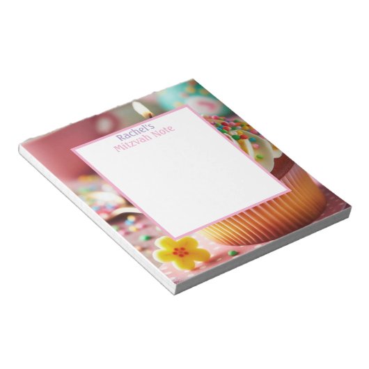 Cupcake Mitzvah Note Girls Notepad Notizblock (angewinkelt)