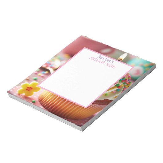 Cupcake Mitzvah Note Girls Notepad Notizblock (Rotiert)