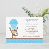 Cupcake Monkey Einladungen zum Geburtstag (Stehend Vorderseite)