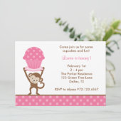 Cupcake Monkey Einladungen zum Geburtstag (Stehend Vorderseite)