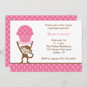 Cupcake Monkey Einladungen zum Geburtstag (Vorne/Hinten)