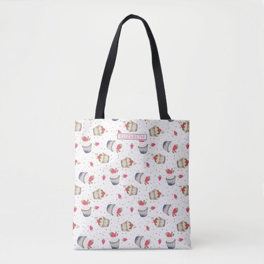 Cupcake Monogram Tote Bag - Sweet Pink personalize Tasche (Vorderseite)