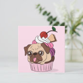 Cupcake Mops Ferienkarte Feiertagskarte (Stehend Vorderseite)