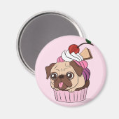 Cupcake-Mops Magnet (Vorderseite/Rückseite)