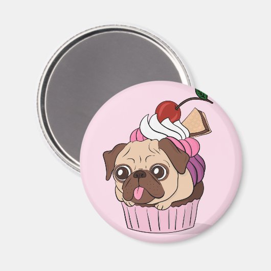 Cupcake Mops Magnet (Vorderseite/Rückseite)