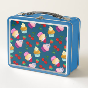 Cupcake Muffin Strawberry Cherry Sweet Candy Metall Brotdose