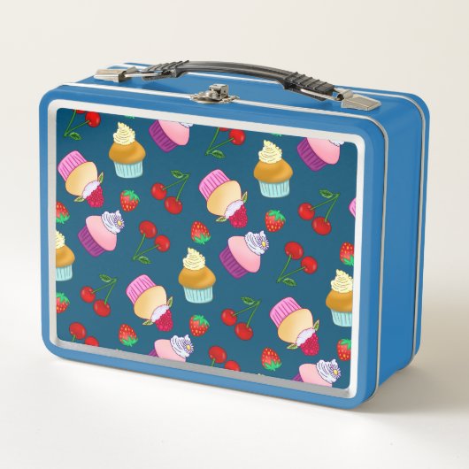 Cupcake Muffin Strawberry Cherry Sweet Candy Metall Brotdose (Vorderseite)