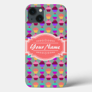 Cupcake Muster Coral Personalisiert Name Case-Mate iPhone Hülle
