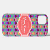 Cupcake Muster Coral Personalisiert Name Case-Mate iPhone Hülle (Rückseite (Horizontal))