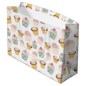 Cupcake-Muster Große Geschenktüte (Rückseite Schrägansicht)