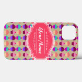 Cupcake Muster Hot Pink Personalisierter Name Case-Mate iPhone Hülle (Rückseite (Horizontal))