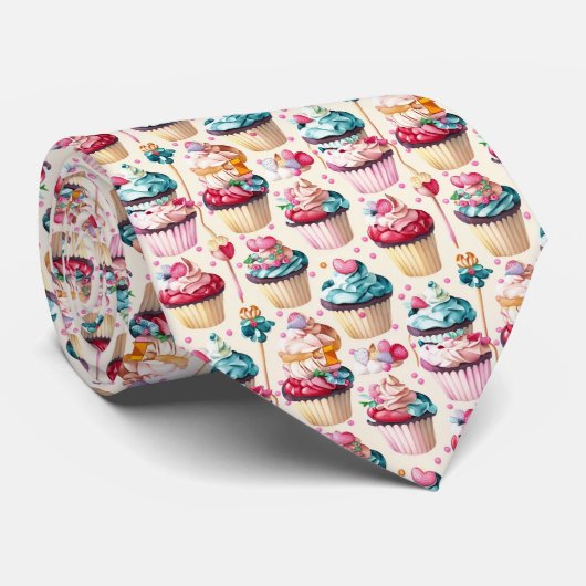 Cupcake-Muster Krawatte (Gerollt)