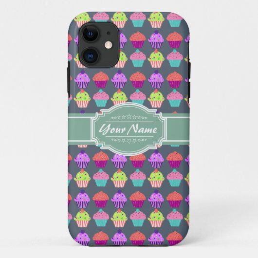Cupcake Muster MintPersonalized Name Case-Mate iPhone Hülle (Rückseite)