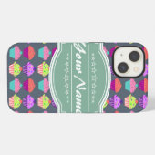 Cupcake Muster MintPersonalized Name iPhone Hülle (Rückseite (Horizontal))