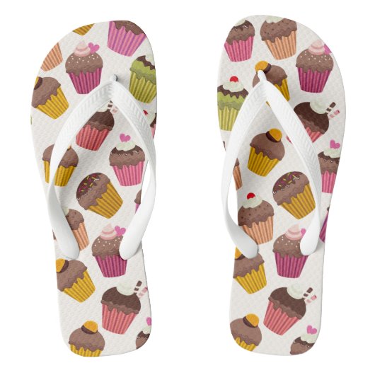 Cupcake Muster, Muffin Muster, Schokolade, Herz Badesandalen (Fußbett)