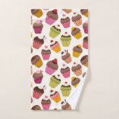 Cupcake Muster, Muffin Muster, Schokolade, Herz Badhandtuch Set (Handtuch)