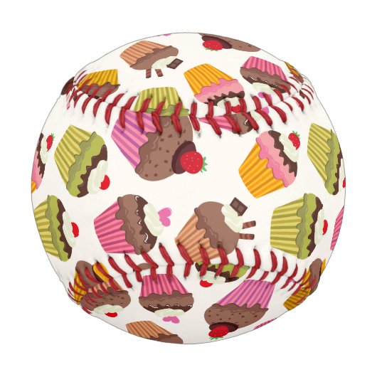 Cupcake Muster, Muffin Muster, Schokolade, Herz Baseball (Vorderseite)