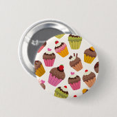 Cupcake Muster, Muffin Muster, Schokolade, Herz Button (Vorne & Hinten)