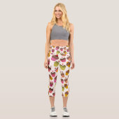 Cupcake Muster, Muffin Muster, Schokolade, Herz Capri Leggings (Vorderseite)