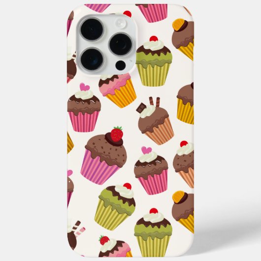 Cupcake Muster, Muffin Muster, Schokolade, Herz Case-Mate iPhone Hülle (Rückseite)