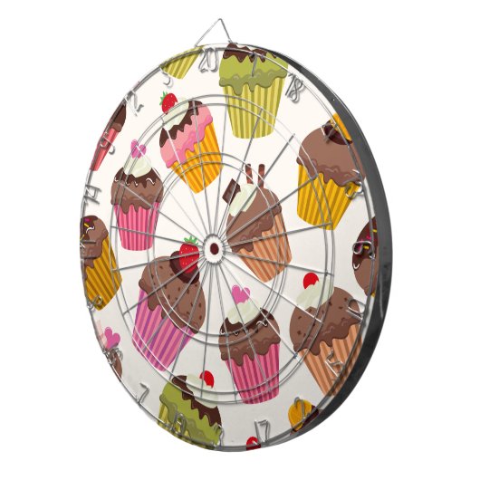 Cupcake Muster, Muffin Muster, Schokolade, Herz Dartscheibe (Vorderseite rechts)