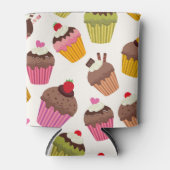 Cupcake Muster, Muffin Muster, Schokolade, Herz Dosenkühler (Vorderseite)