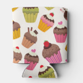 Cupcake Muster, Muffin Muster, Schokolade, Herz Dosenkühler (Rückseite)